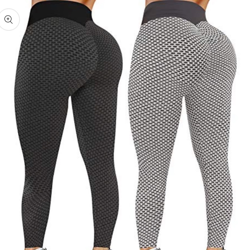 Leggings for Women - 2 Pack High Waist Yoga Pants  Black+Grey, Small